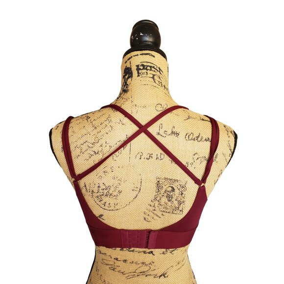 Pink Victoria's Secret S Push Up Bralette Burgundy Strappy Wired Chic Preppy - Picture 5 of 9